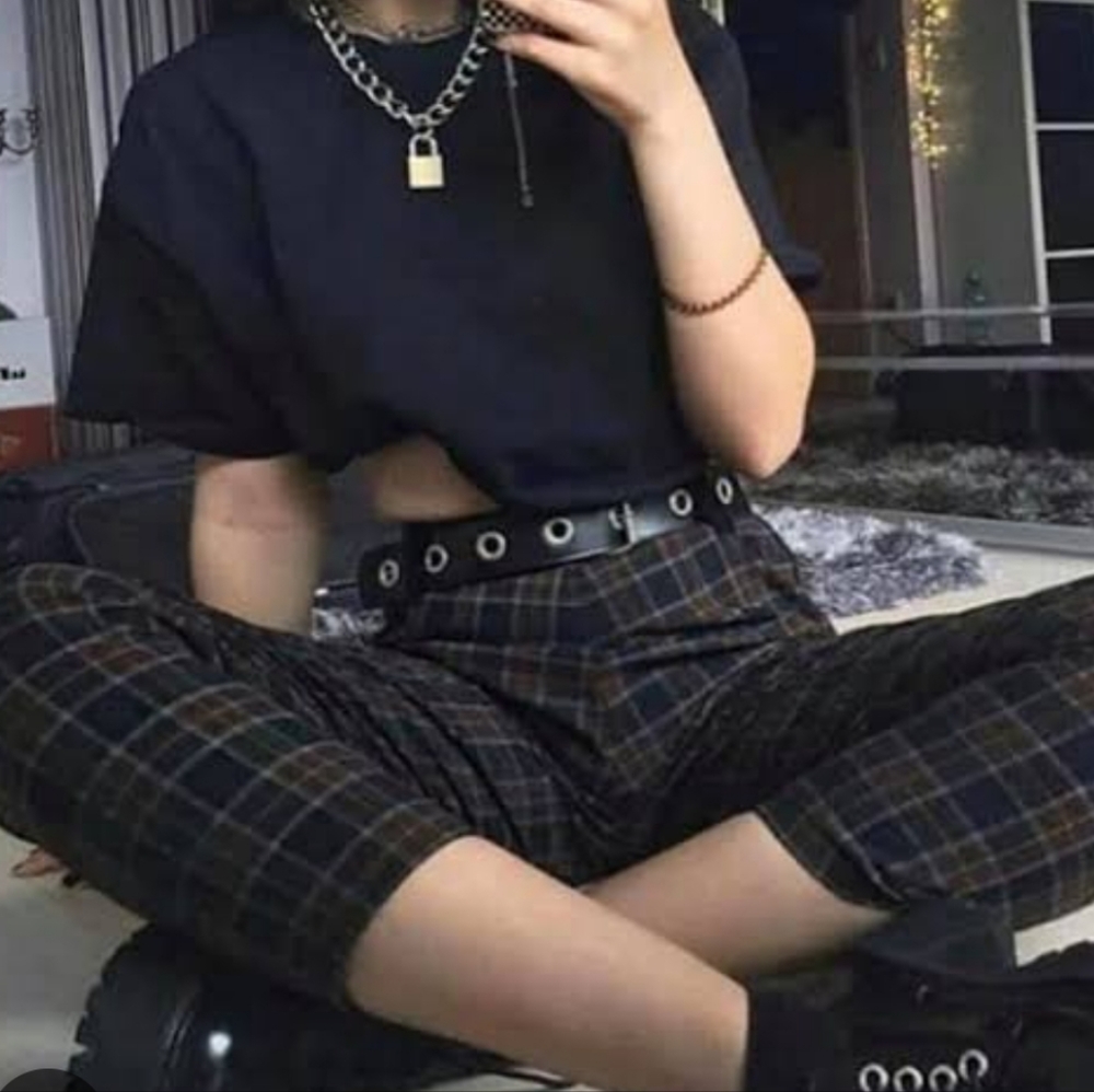 Black & Green Formal Trousers for women - Picture 3 of 5